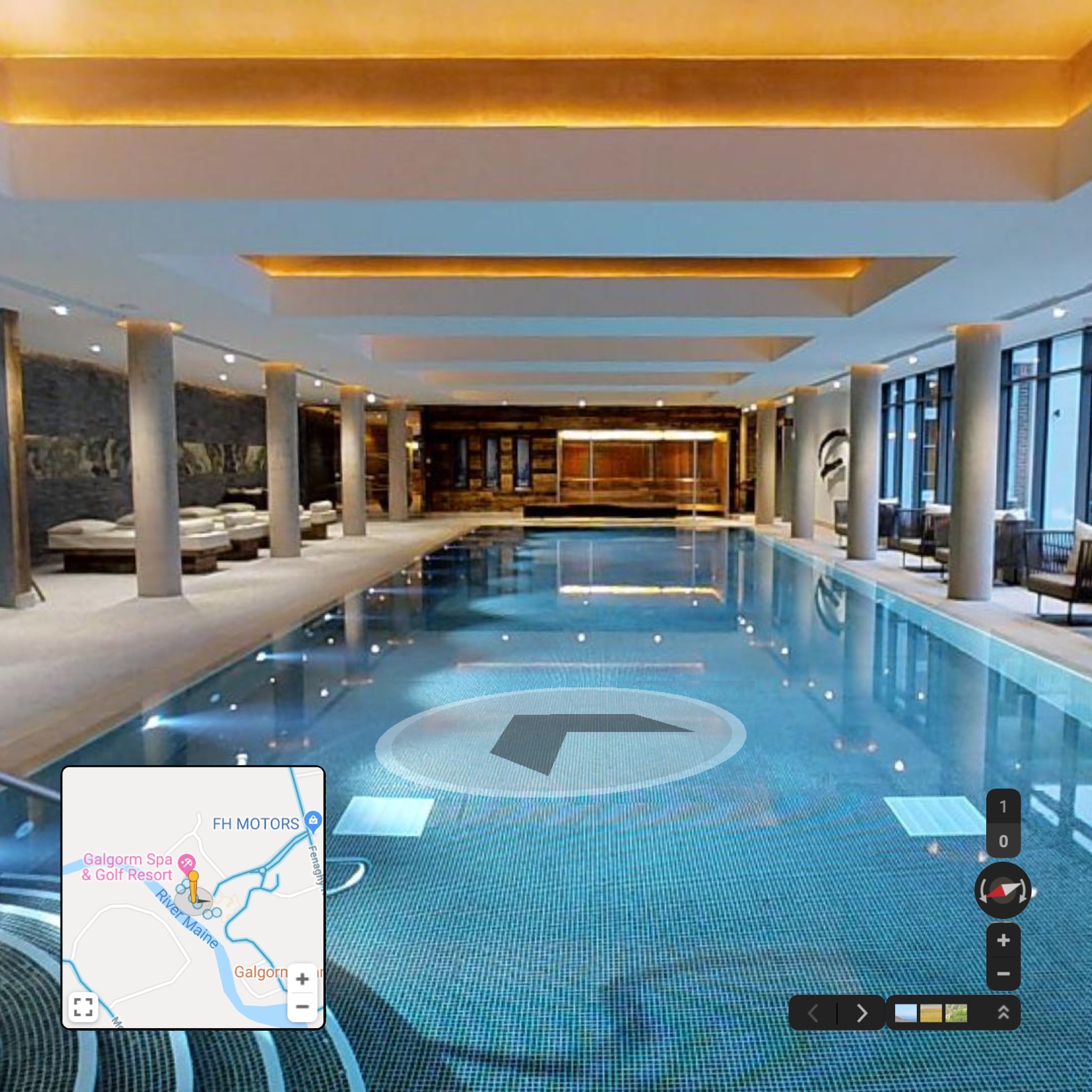 Immersed in a model of an indoor swimming pool using Google Street View